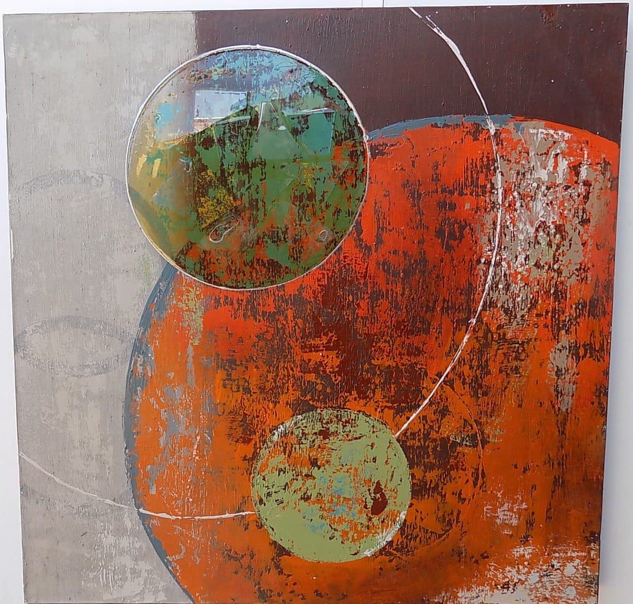 quadro in acrilico realizzato a mano molto materico cm 80x80 industrial style dipinto 3 - 2
