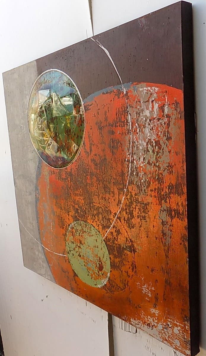 quadro in acrilico realizzato a mano molto materico cm 80x80 industrial style dipinto 3 - 6