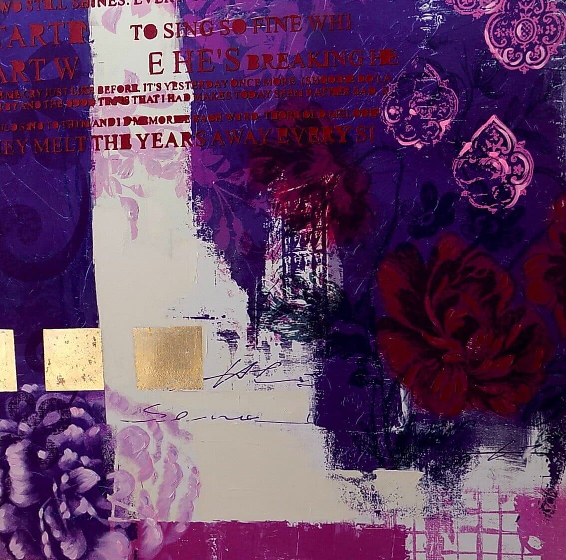 Quadro floreale rose viola purple ad olio cm 100x100 dipinto 1 - 3