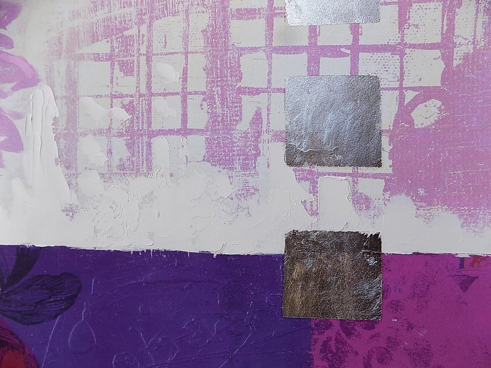 Quadro floreale rose viola purple ad olio cm 100x100 dipinto 2 - 5