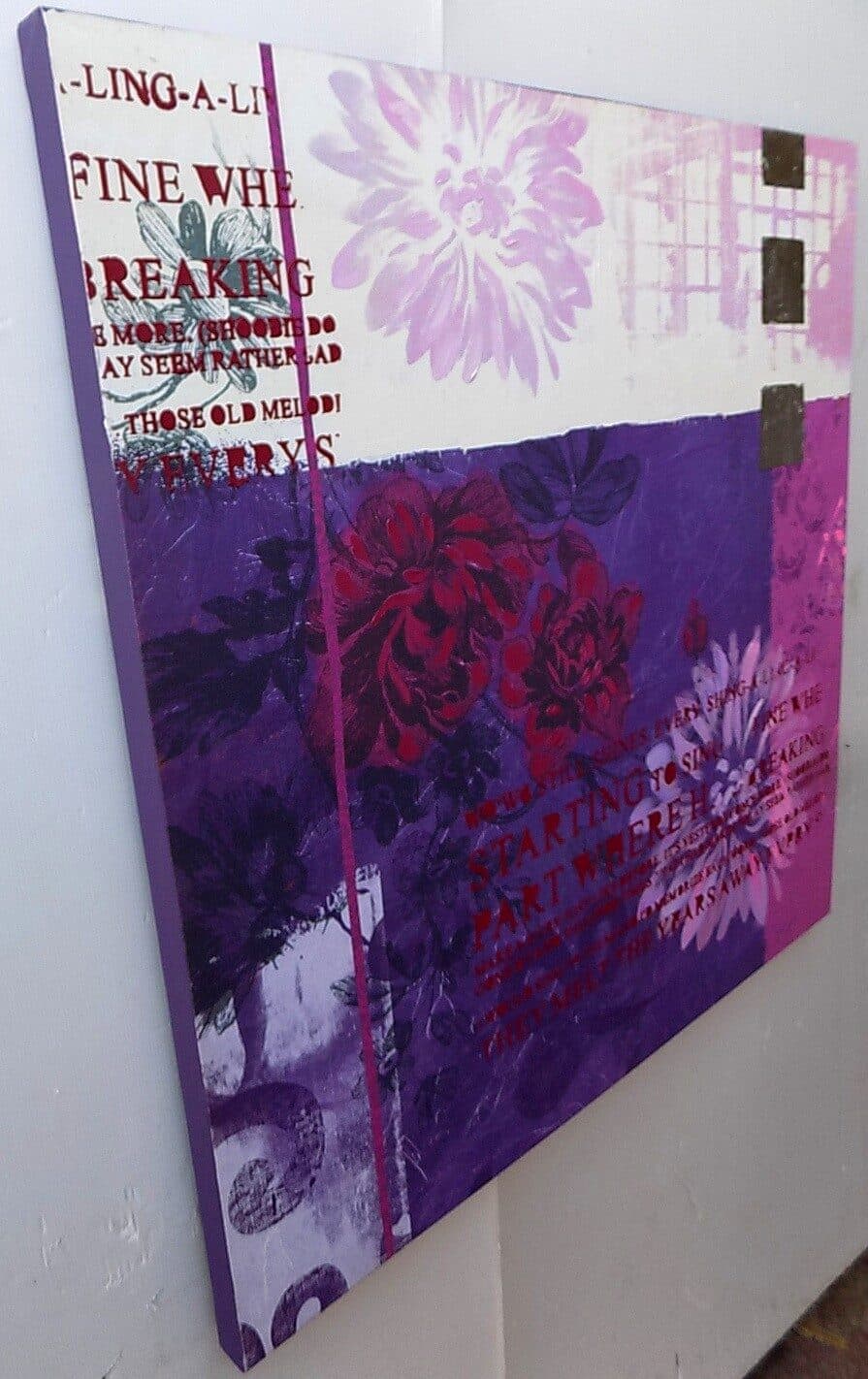 Quadro floreale rose viola purple ad olio cm 100x100 dipinto 2 - 6