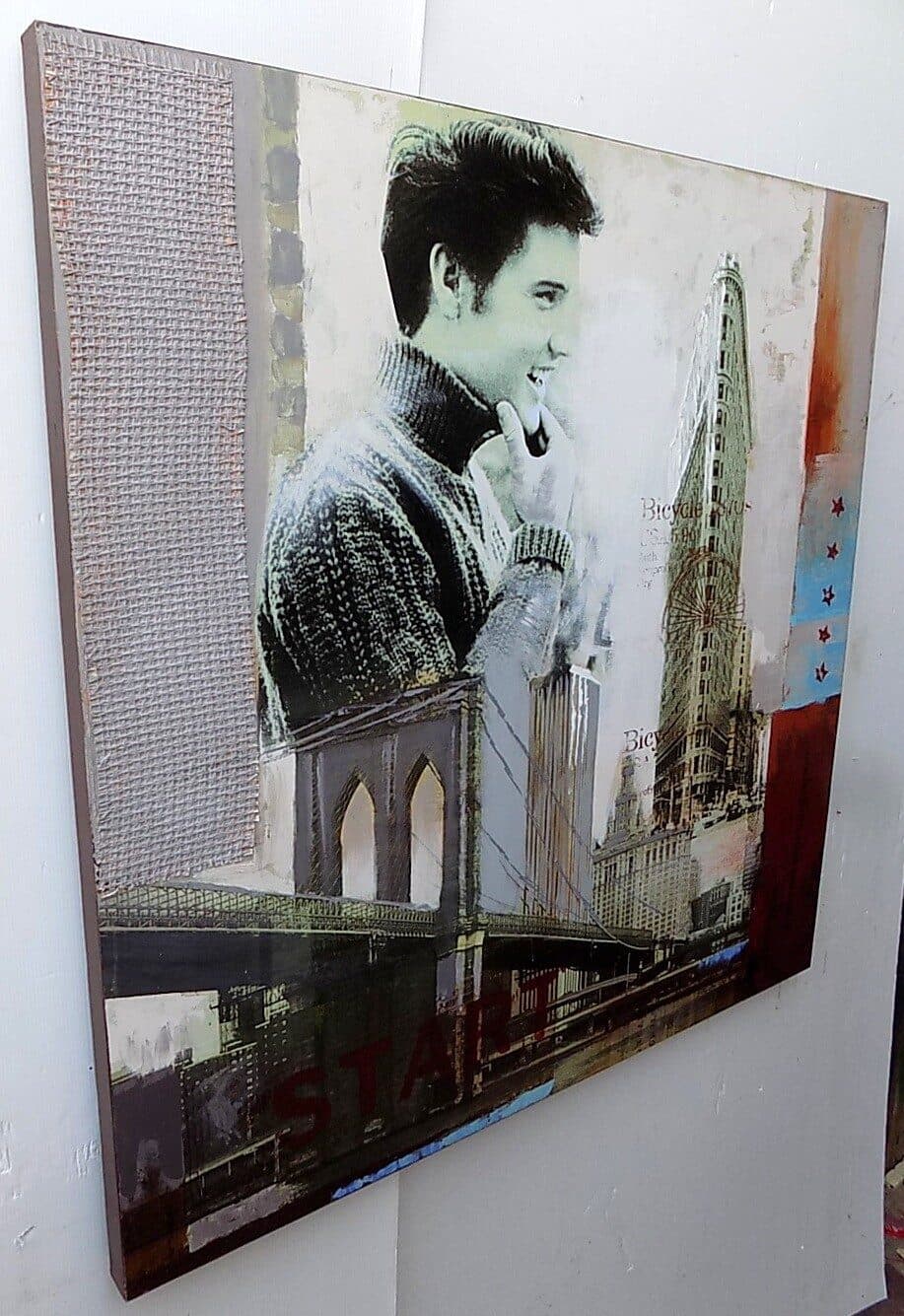 Quadro Elvis Presley il re del rock ad olio cm 100x100 dipinto 1 artisti musica - 7