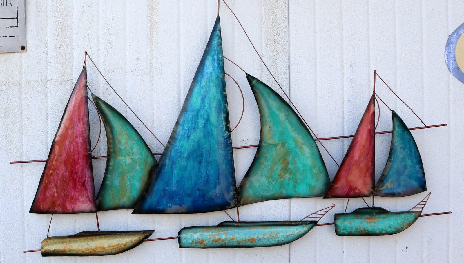 Pannello Barche velieri in regata cm102x56x4 mare pesci mare arredo opera arte - 2