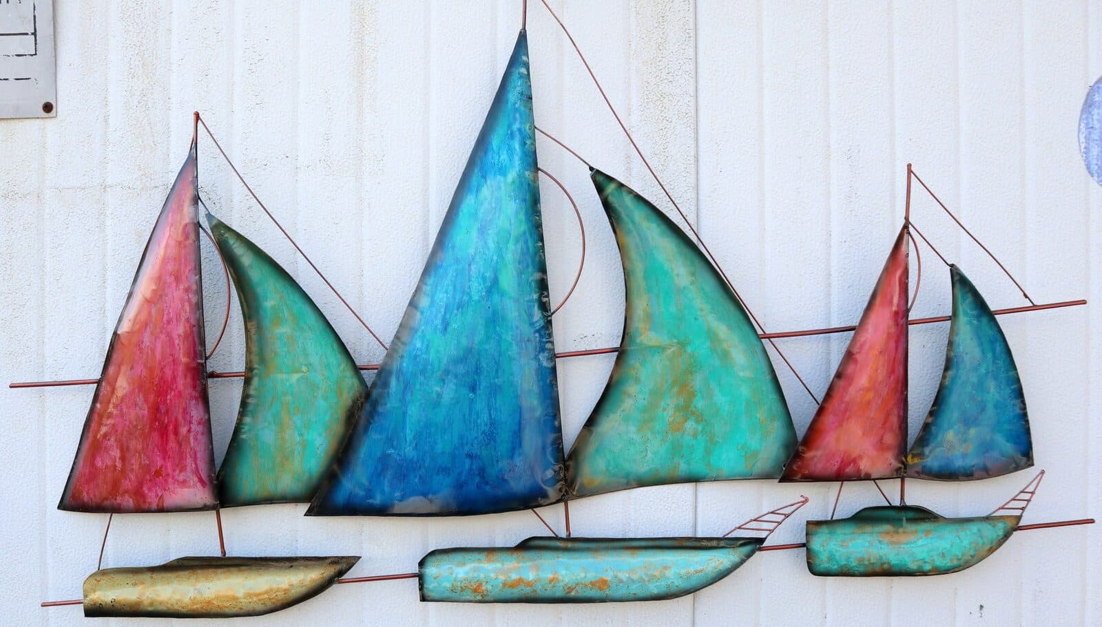 Pannello Barche velieri in regata cm102x56x4 mare pesci mare arredo opera arte - 3