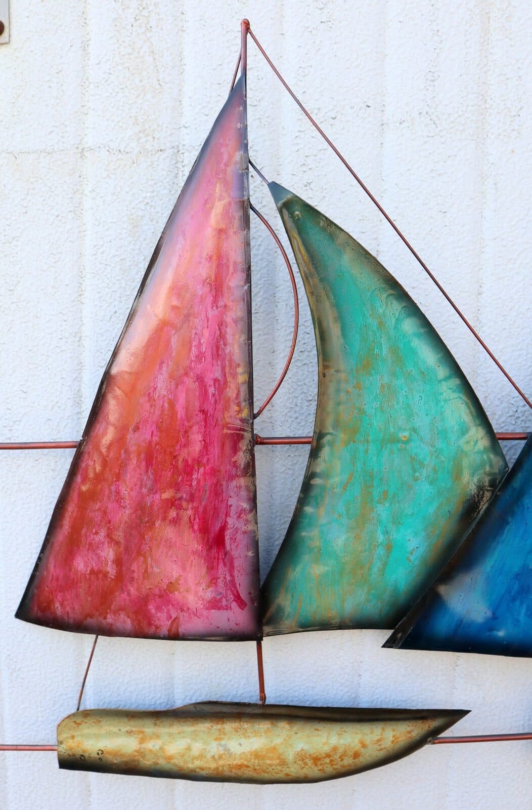 Pannello Barche velieri in regata cm102x56x4 mare pesci mare arredo opera arte - 4