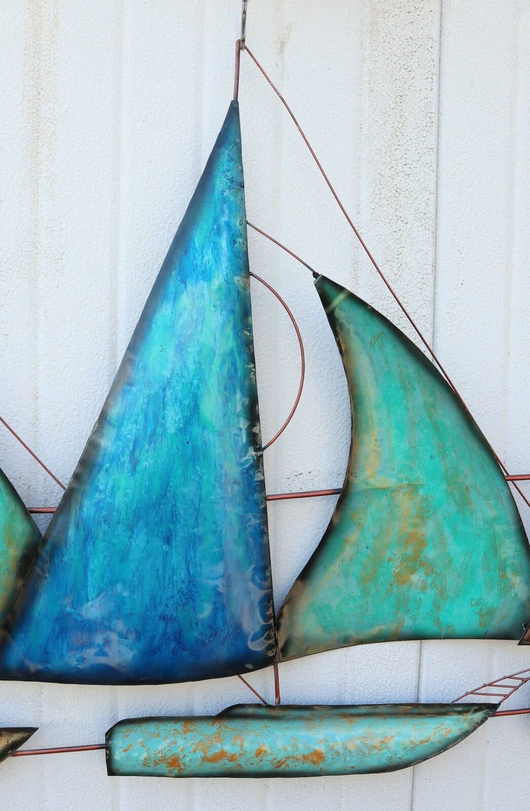 Pannello Barche velieri in regata cm102x56x4 mare pesci mare arredo opera arte - 5