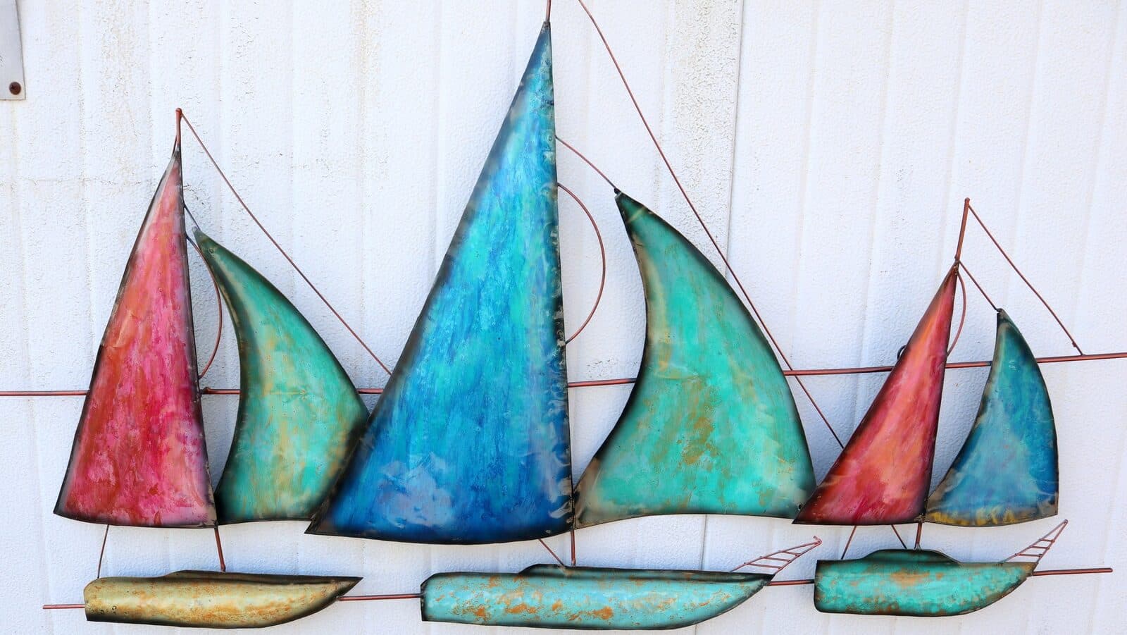 Pannello Barche velieri in regata cm102x56x4 mare pesci mare arredo opera arte - 7