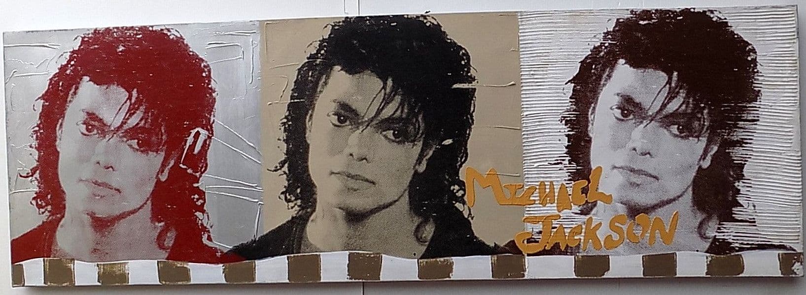 Quadro Michael Jackson il re del pop ad olio cm 150x50 testata letto dipinto 6 artisti musica - 2