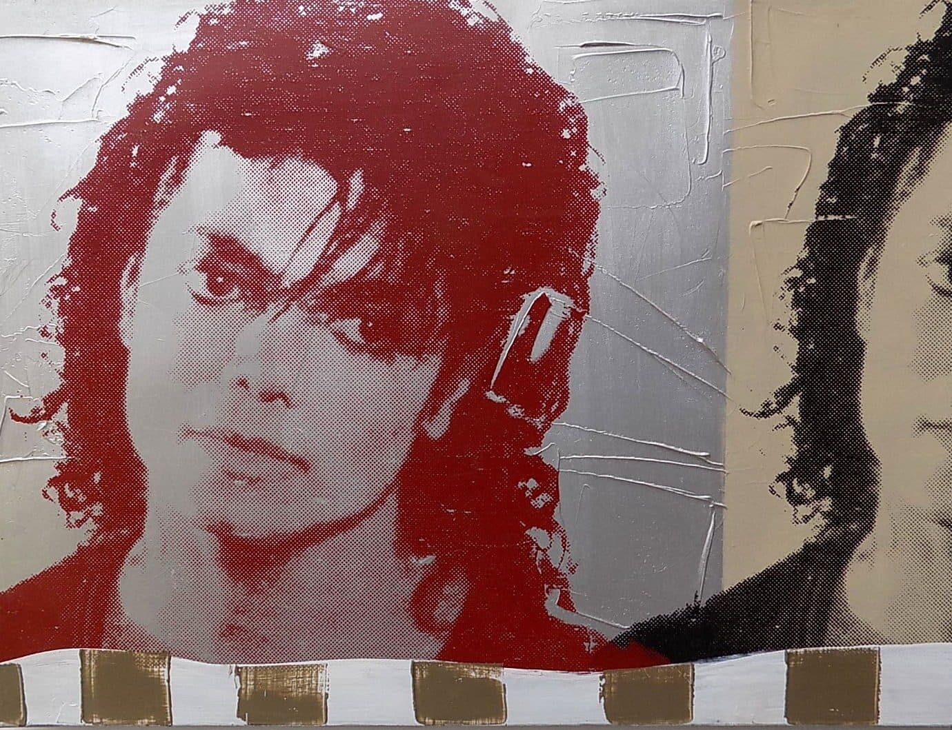 Quadro Michael Jackson il re del pop ad olio cm 150x50 testata letto dipinto 6 artisti musica - 3