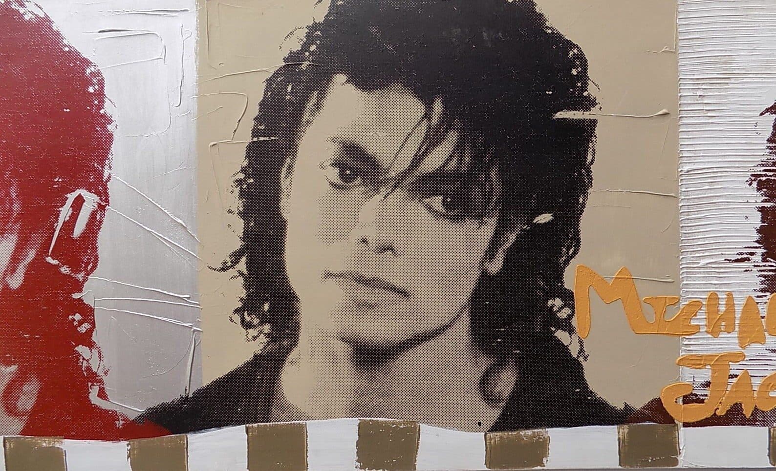 Quadro Michael Jackson il re del pop ad olio cm 150x50 testata letto dipinto 6 artisti musica - 4