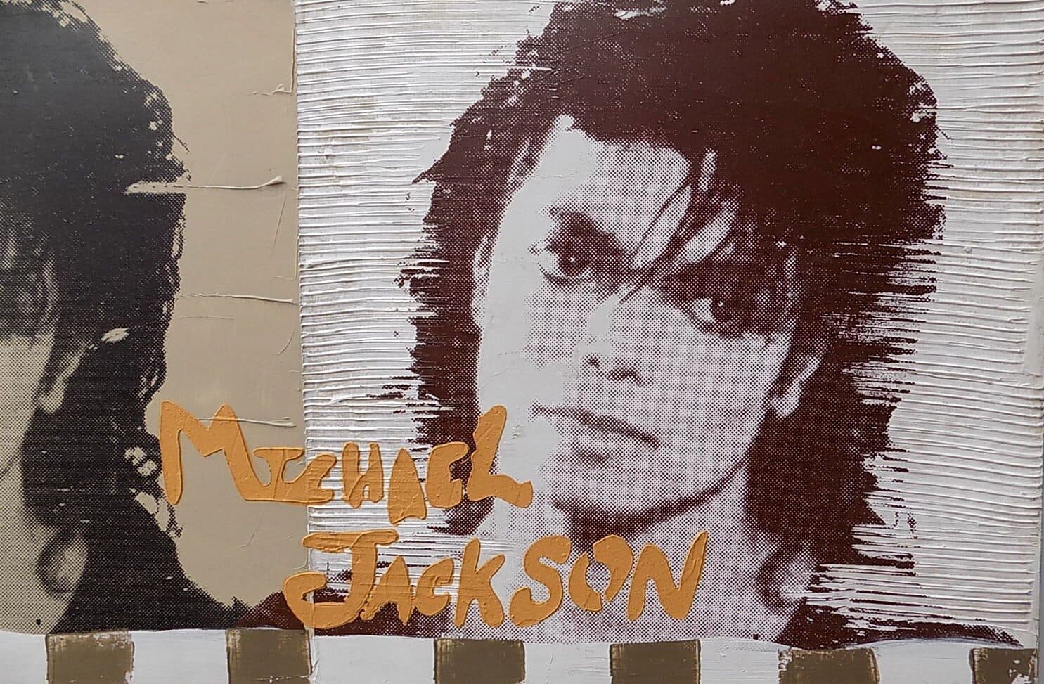 Quadro Michael Jackson il re del pop ad olio cm 150x50 testata letto dipinto 6 artisti musica - 5