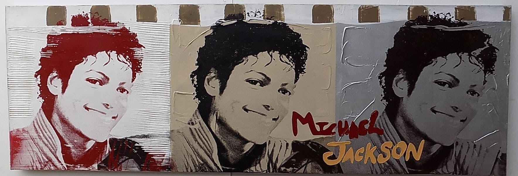 Quadro Michael Jackson il re del pop ad olio cm 150x50 testata letto dipinto 5 artisti musica - 2