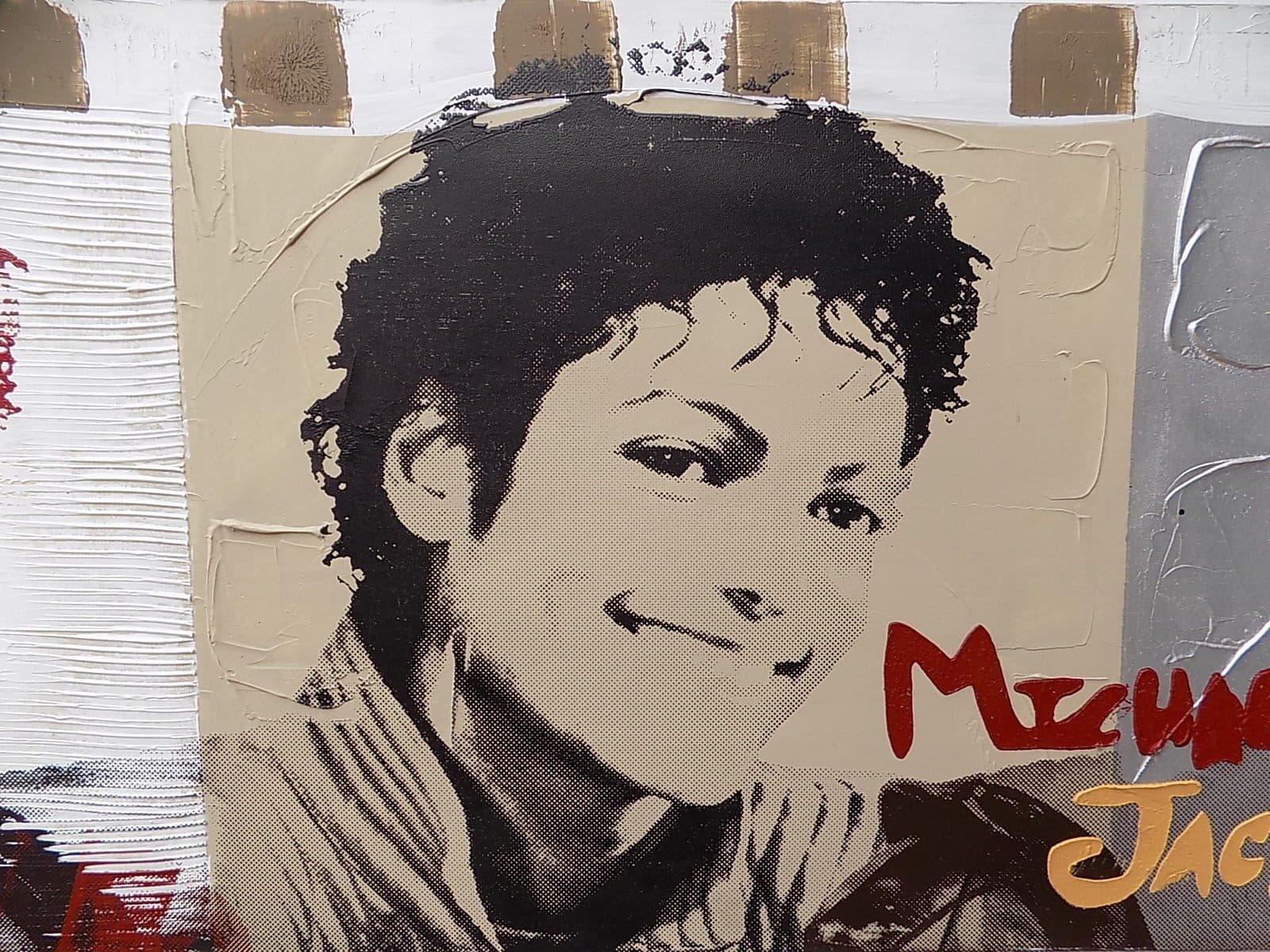 Quadro Michael Jackson il re del pop ad olio cm 150x50 testata letto dipinto 5 artisti musica - 4