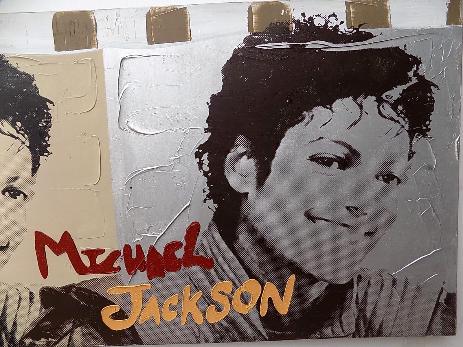 Quadro Michael Jackson il re del pop ad olio cm 150x50 testata letto dipinto 5 artisti musica - 5