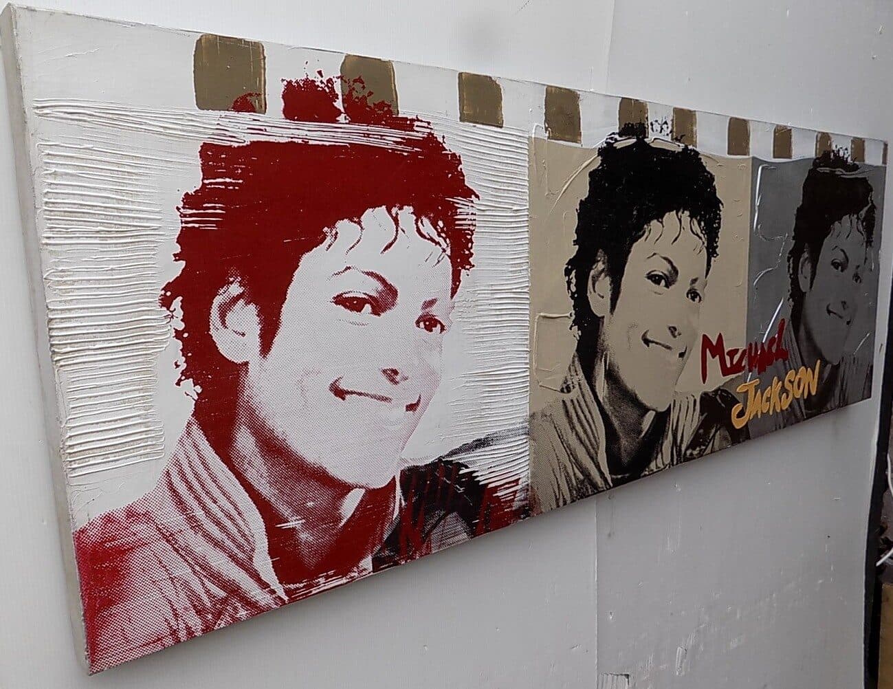 Quadro Michael Jackson il re del pop ad olio cm 150x50 testata letto dipinto 5 artisti musica - 6
