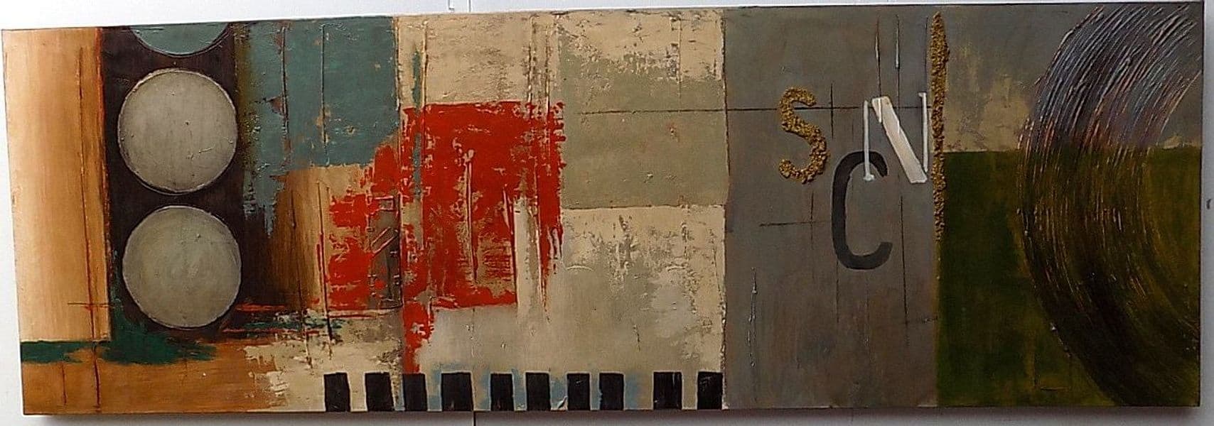 Quadro industrial ideale come testata letto ad olio cm 150x50 dipinto 2 - 2