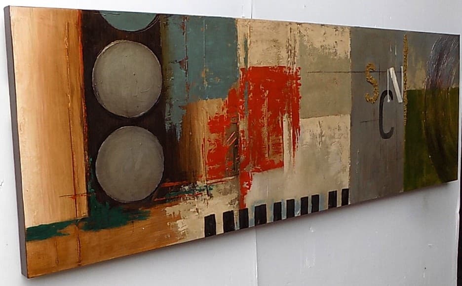 Quadro industrial ideale come testata letto ad olio cm 150x50 dipinto 2 - 6