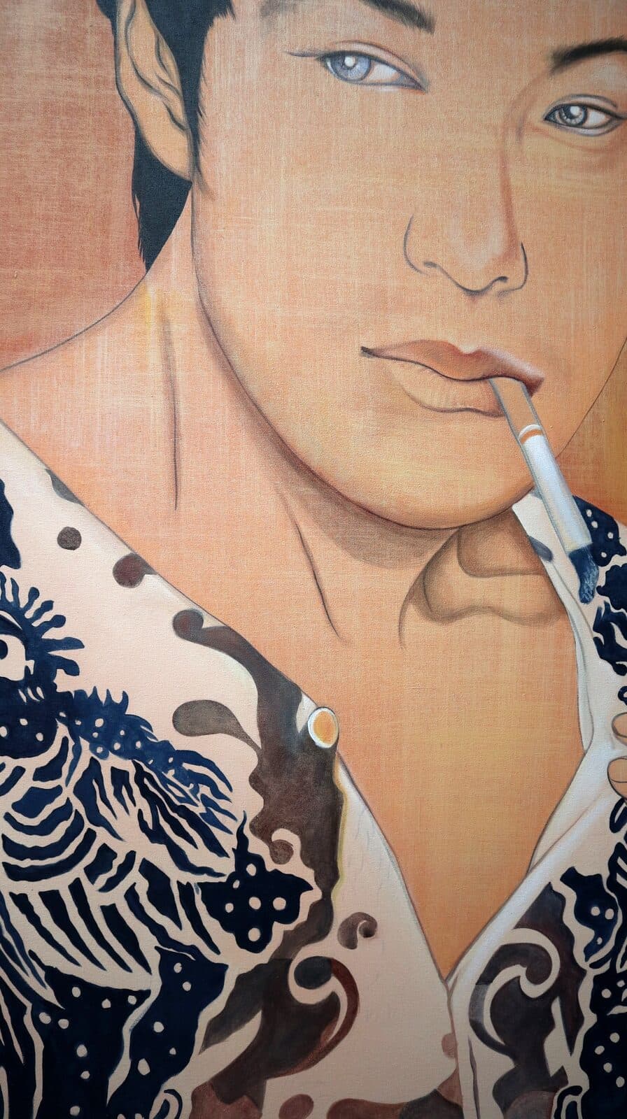 Quadro dipinto in stile giapponese antico cm120x90  samurai manga - 6