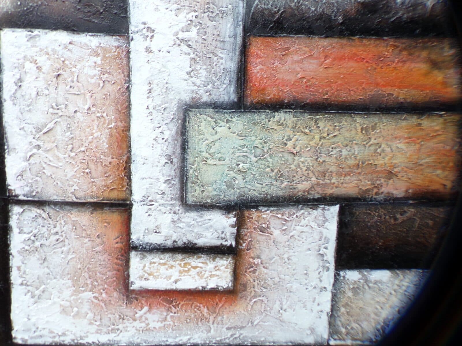 Quadro astratto moderno arredo cm 150x80 dipinto tela materico arancio caldo - 5