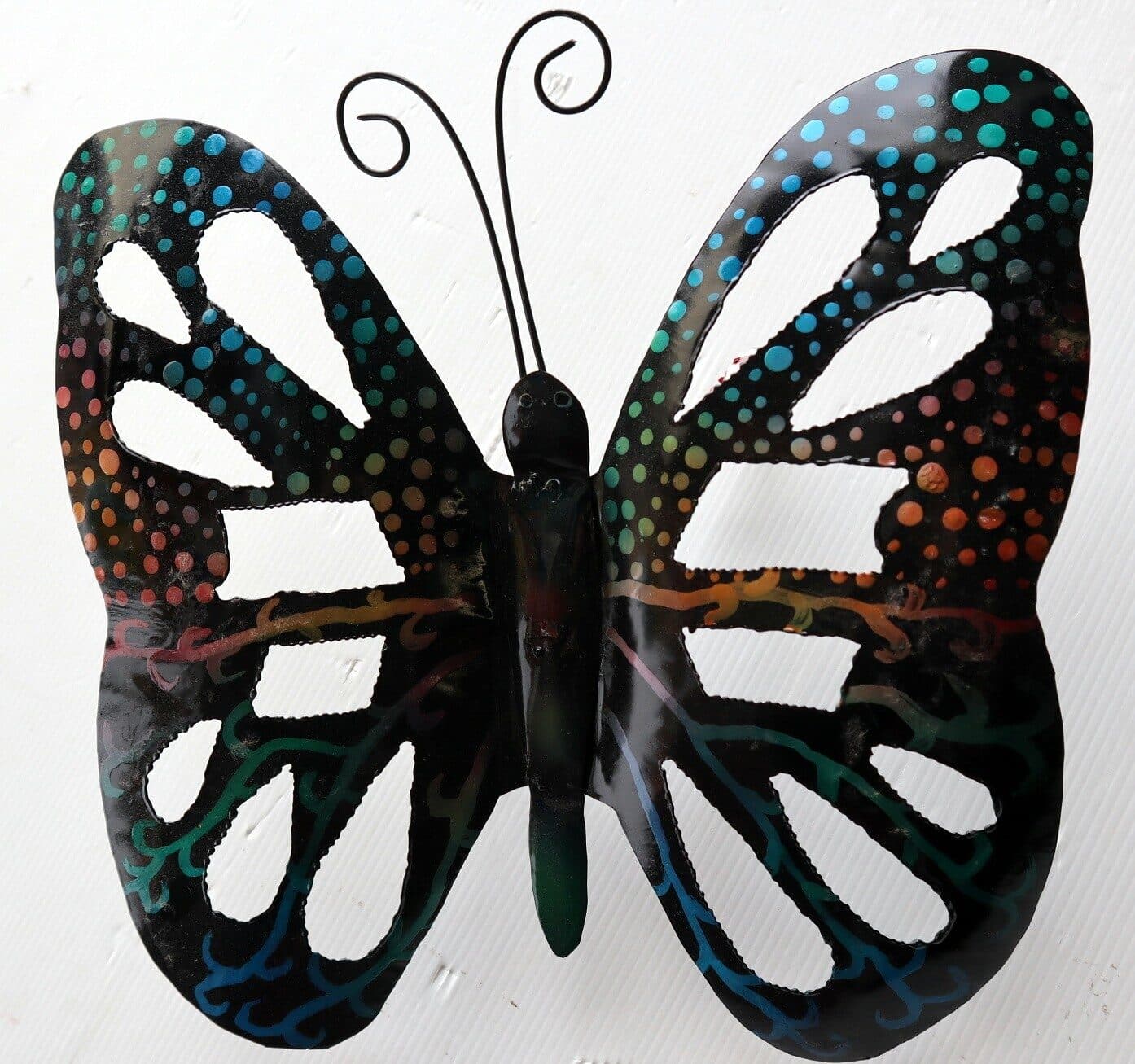 Farfalla decorativa in metallo dipinto sfruttabile come applique multicolor cm 30 - 2