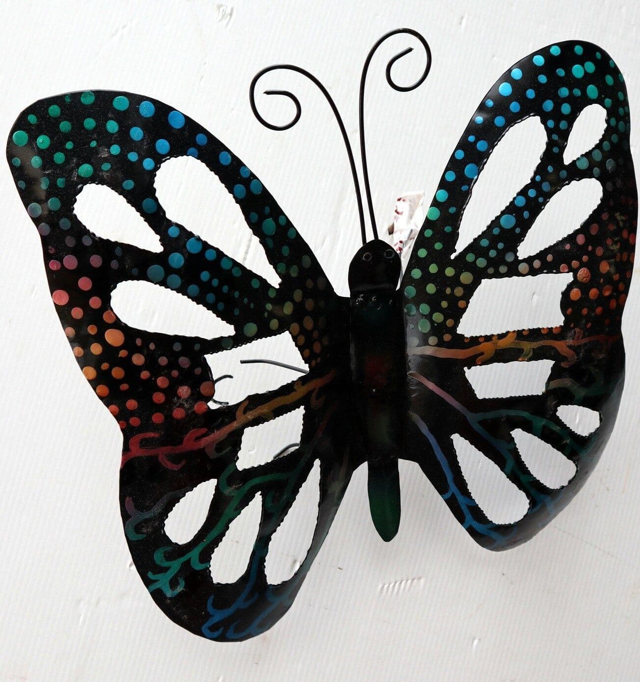 Farfalla decorativa in metallo dipinto sfruttabile come applique multicolor cm 30 - 4