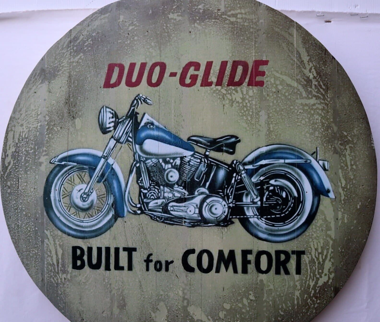 Pannello decorativo  in legno rappresentante Duo Glide di Harley Davidson un mito cm  58 H D - 2