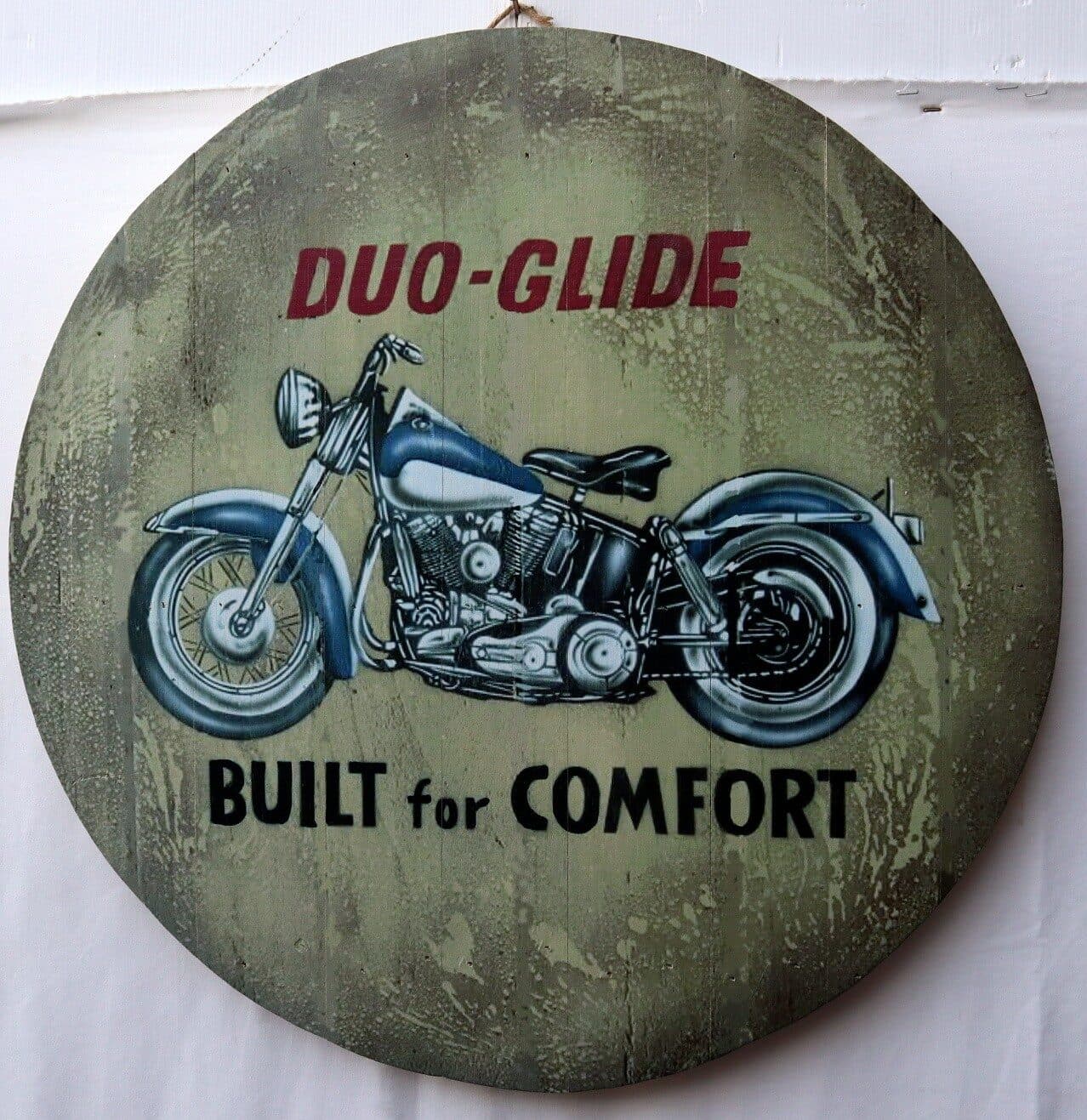 Pannello decorativo  in legno rappresentante Duo Glide di Harley Davidson un mito cm  58 H D - 5