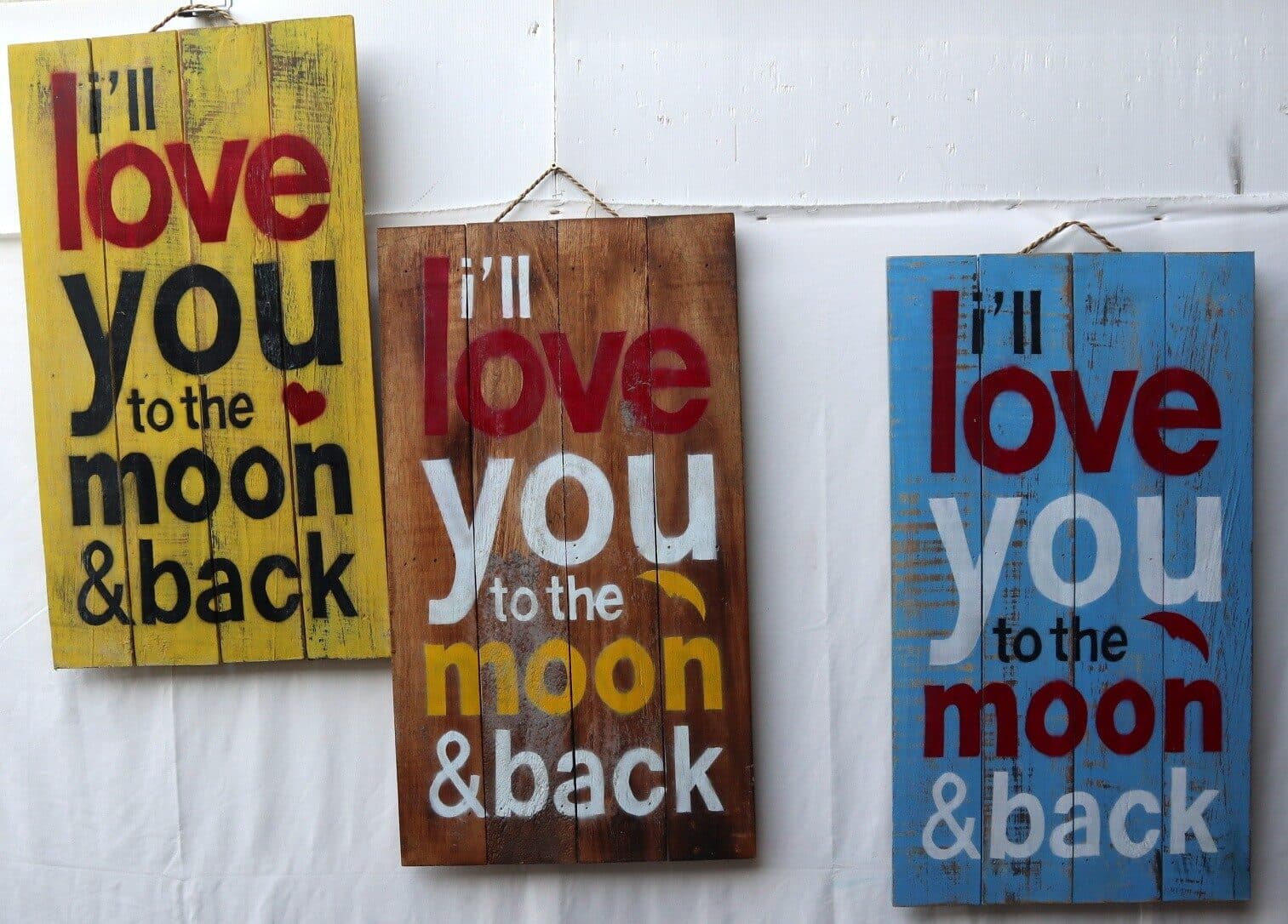 Pannello decorativo in legno ideale per B&B birreria bar locale "Love You " cm 70x40 - 2