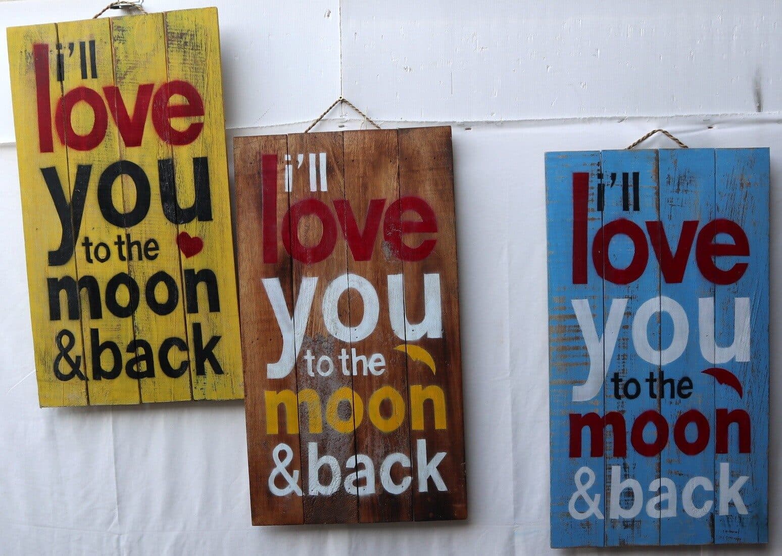 Pannello decorativo in legno ideale per B&B birreria bar locale "Love You " cm 70x40 - 3