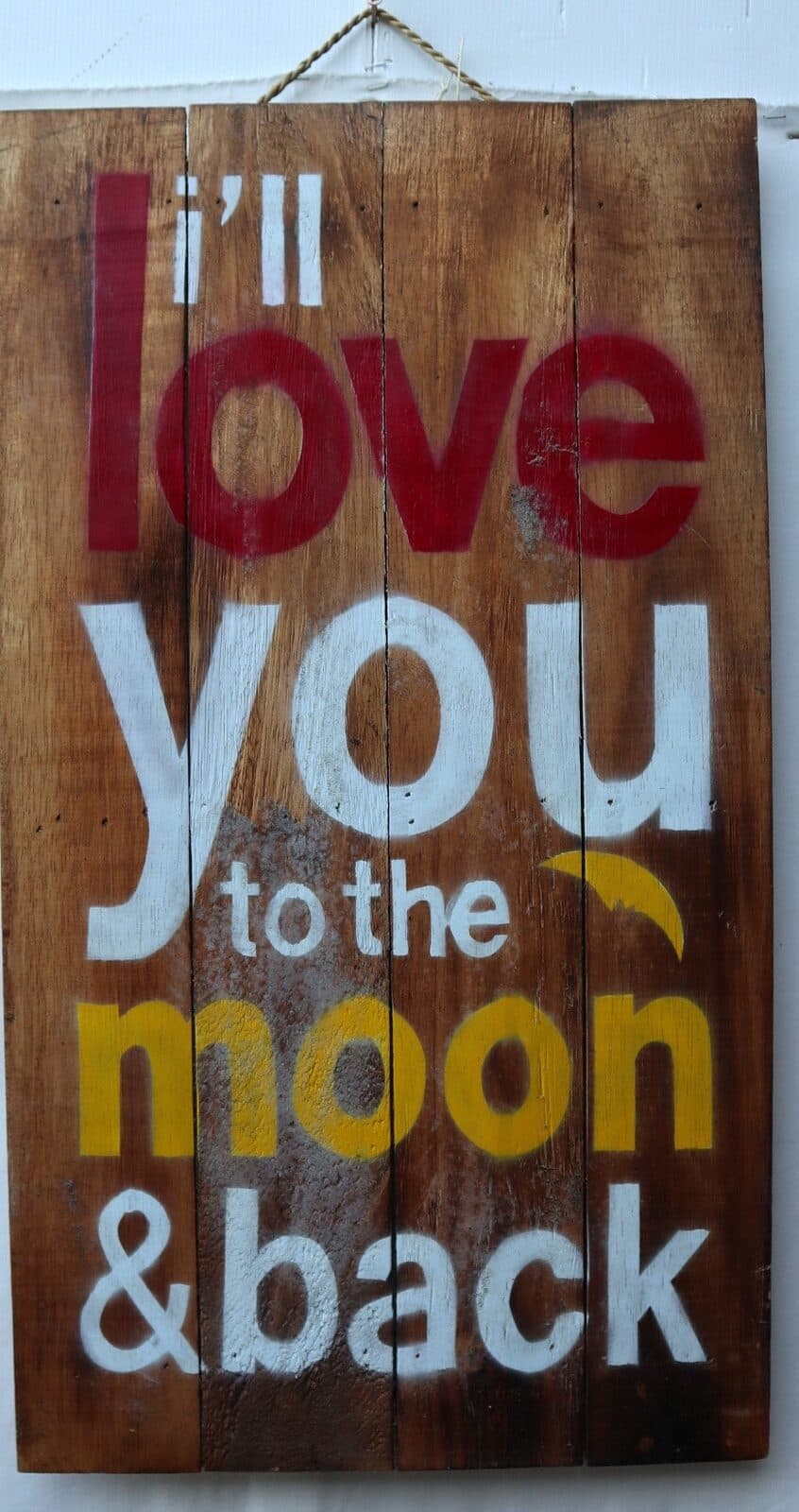 Pannello decorativo in legno ideale per B&B birreria bar locale "Love You " cm 70x40 - 5