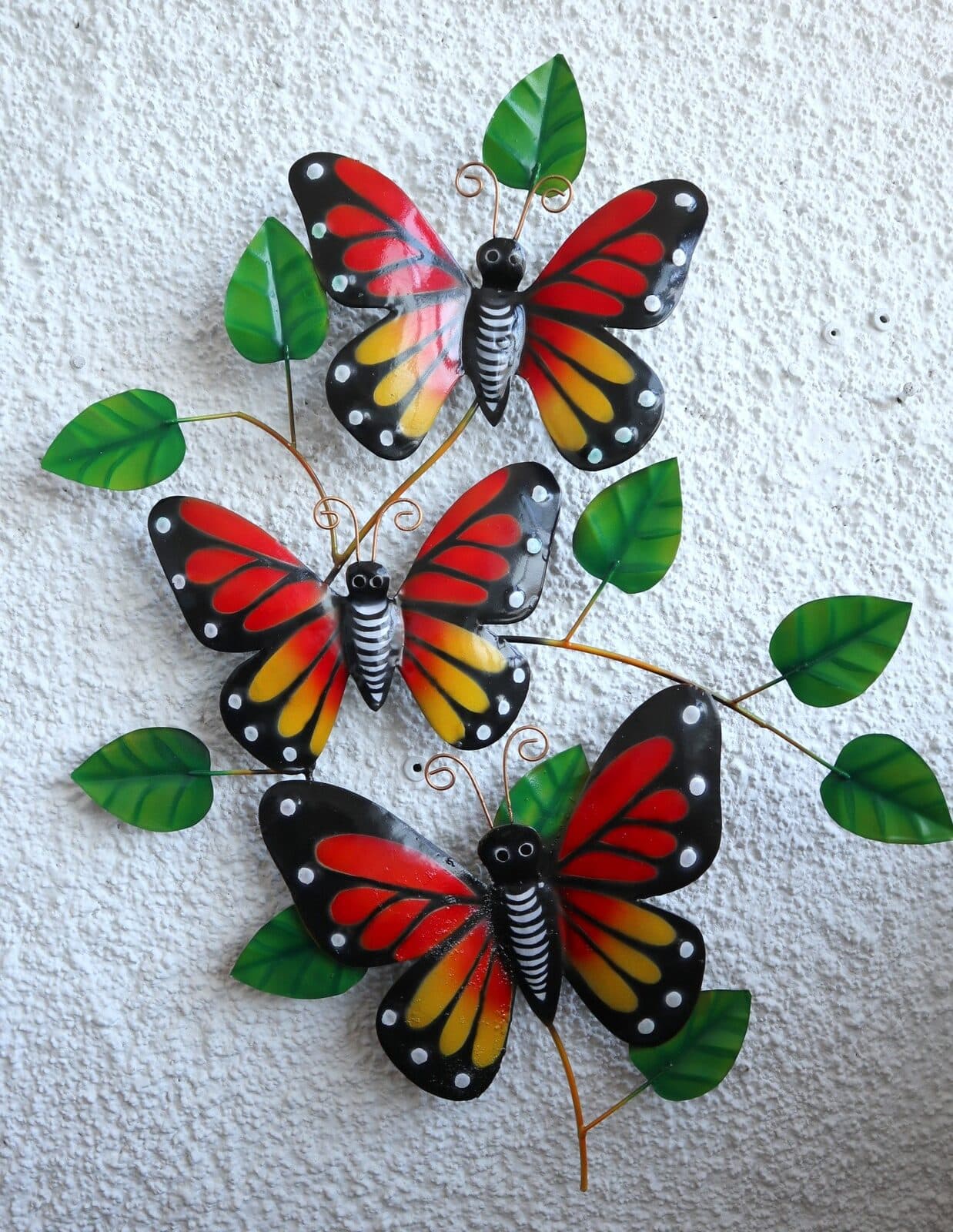 Pannello con farfalle in metallo creato e colorato mano cm 57x40 dipinte realizzate artigianalmente - 2