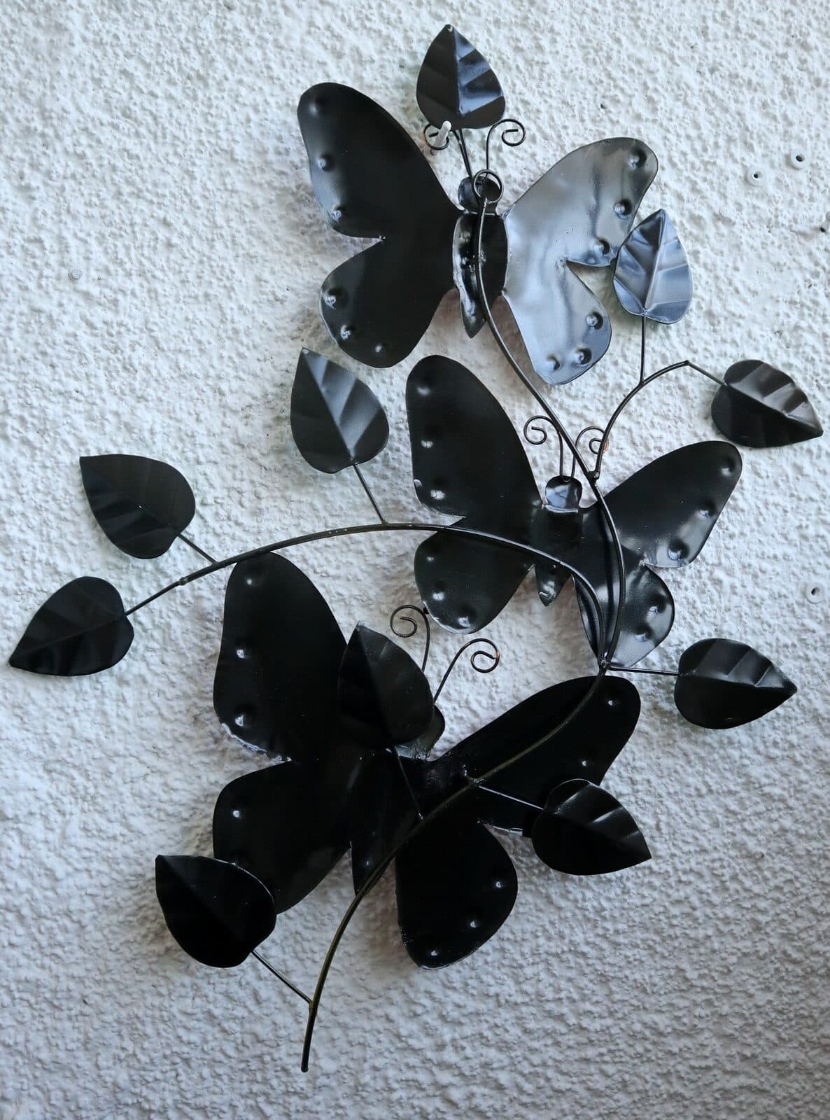 Pannello con farfalle in metallo creato e colorato mano cm 57x40 dipinte realizzate artigianalmente - 6