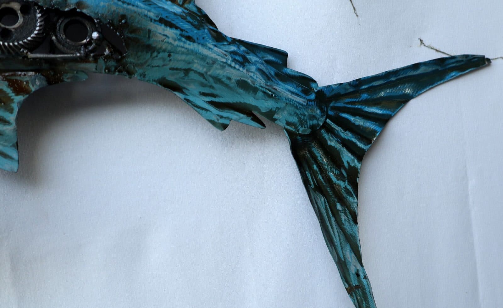 Pannello marino in metallo pesce Marlin creato e colorato mano con ingranaggi - 6