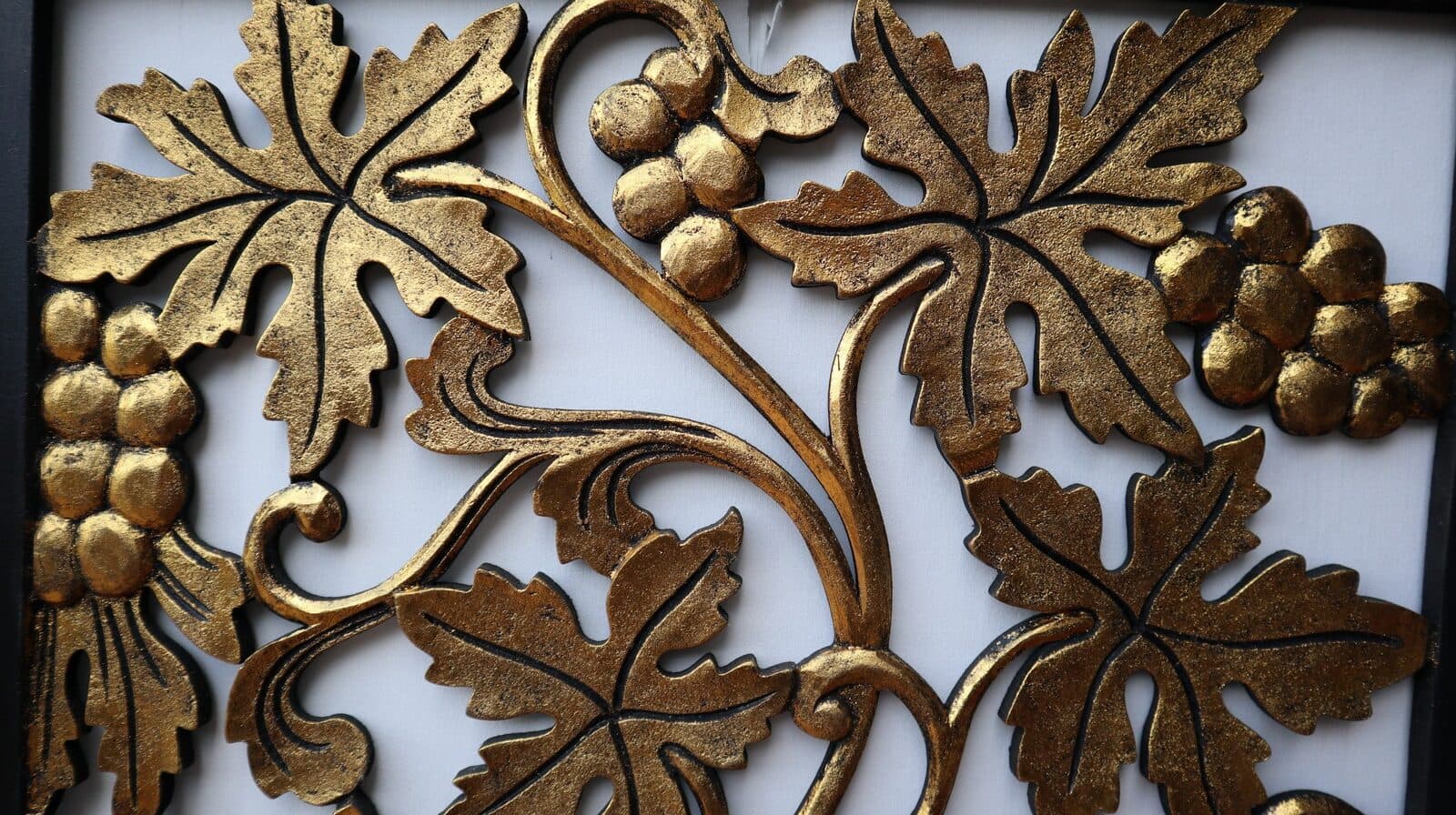 Pannello Quadro in legno Albero della vita olivo oro cornice nera arredo dipinto - 4