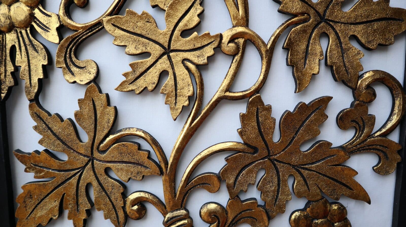 Pannello Quadro in legno Albero della vita olivo oro cornice nera arredo dipinto - 5