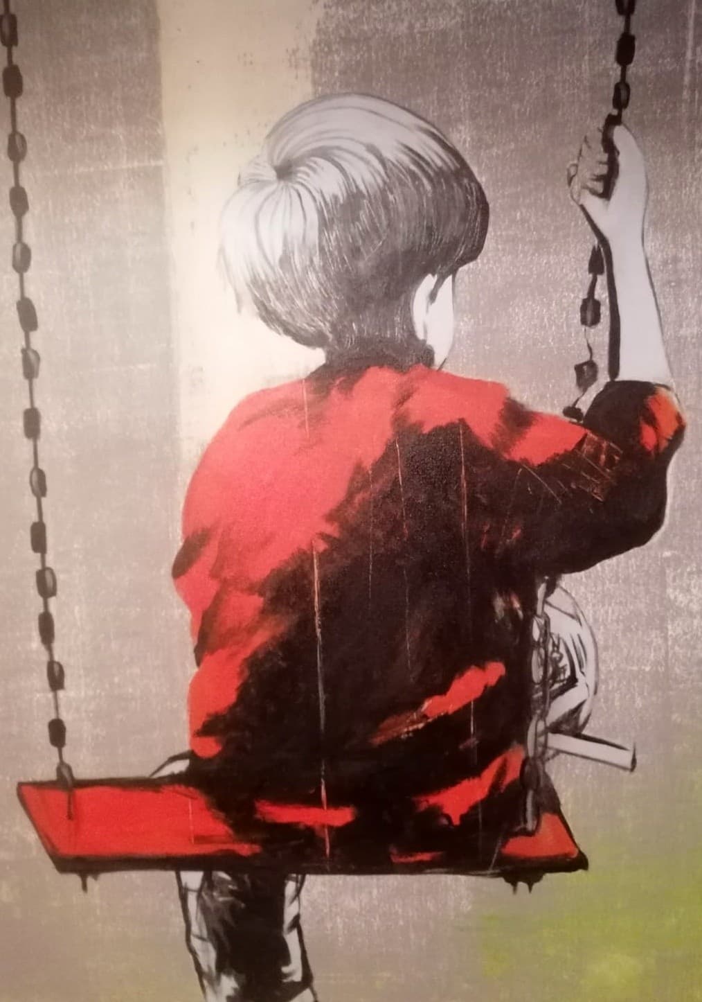 Quadro Bimbo su altalena  Pop cm 120x90 testata letto pop art moderno arredo - 8
