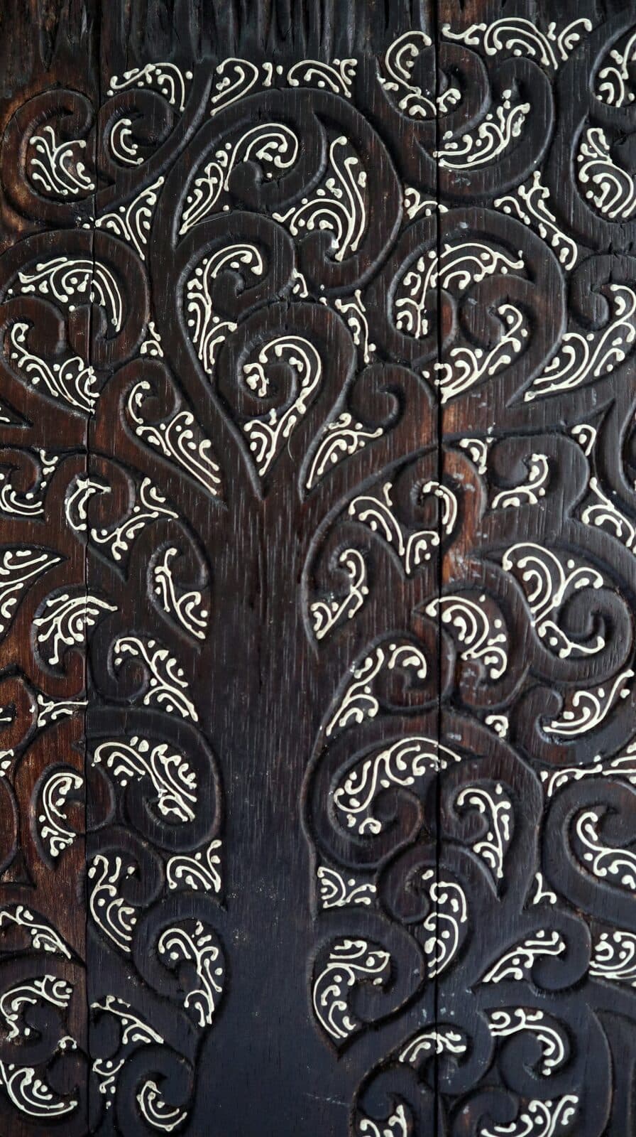 Pannello Quadro in legno albero della vita  arredo  cm 60x42x2 intagliato e dipinto - 2
