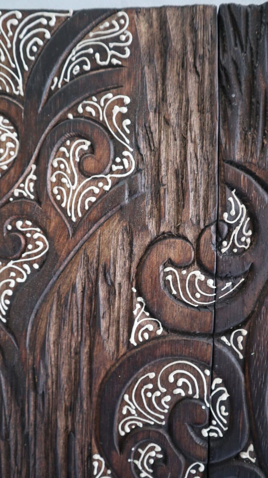 Pannello Quadro in legno albero della vita  arredo  cm 80x54x2 intagliato e dipinto - 3