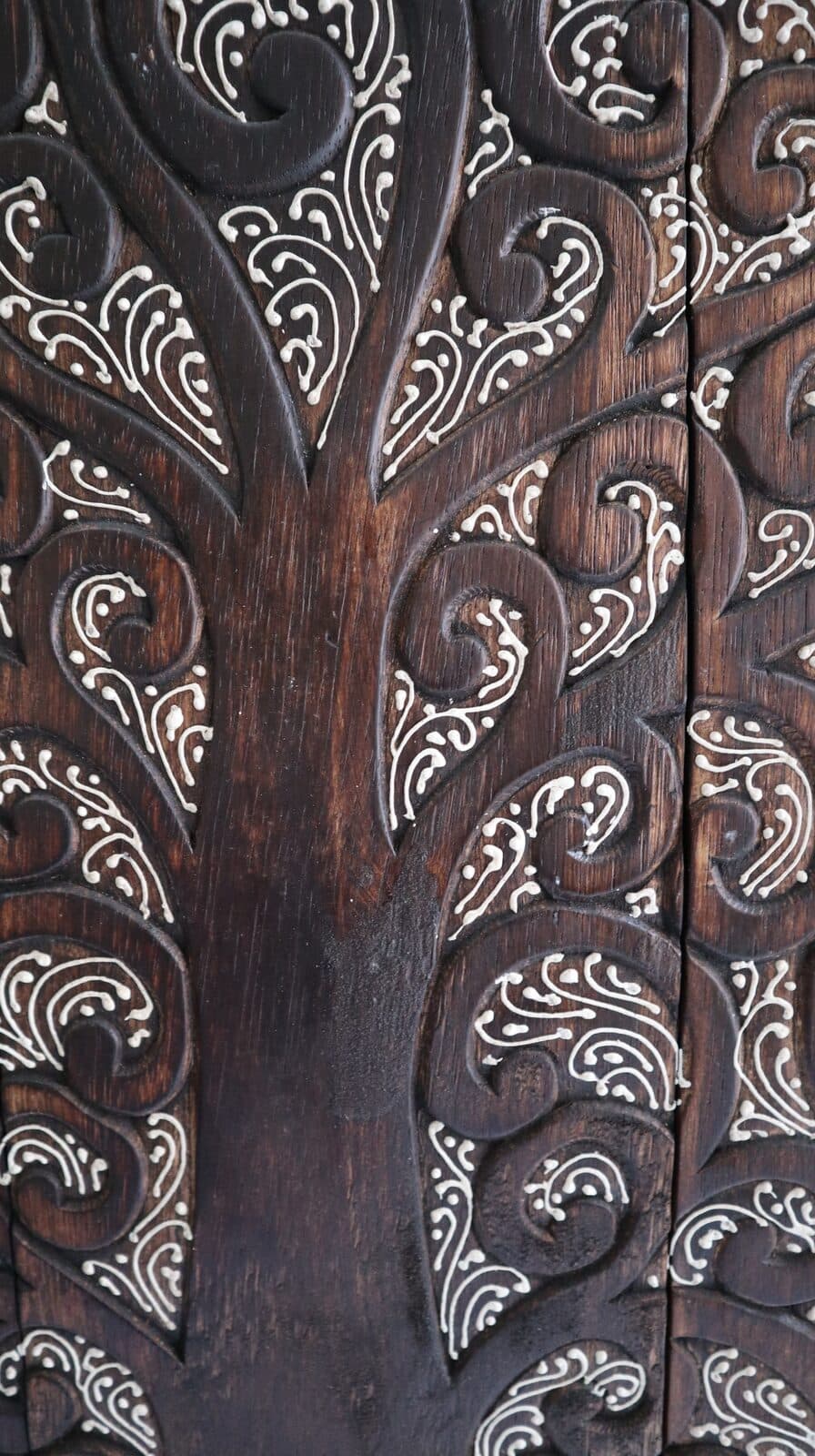 Pannello Quadro in legno albero della vita  arredo  cm 80x54x2 intagliato e dipinto - 6