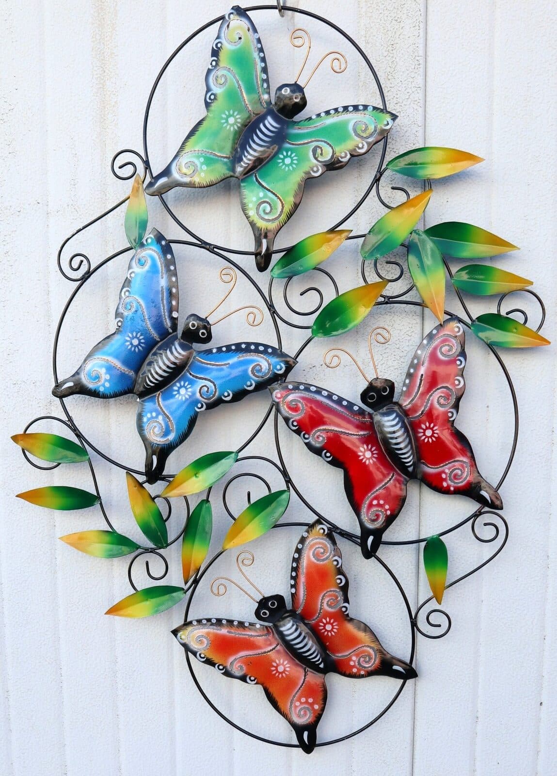 Pannello con farfalle in metallo creato e colorato mano cm 70x53 dipinte realizzate artigianalmente