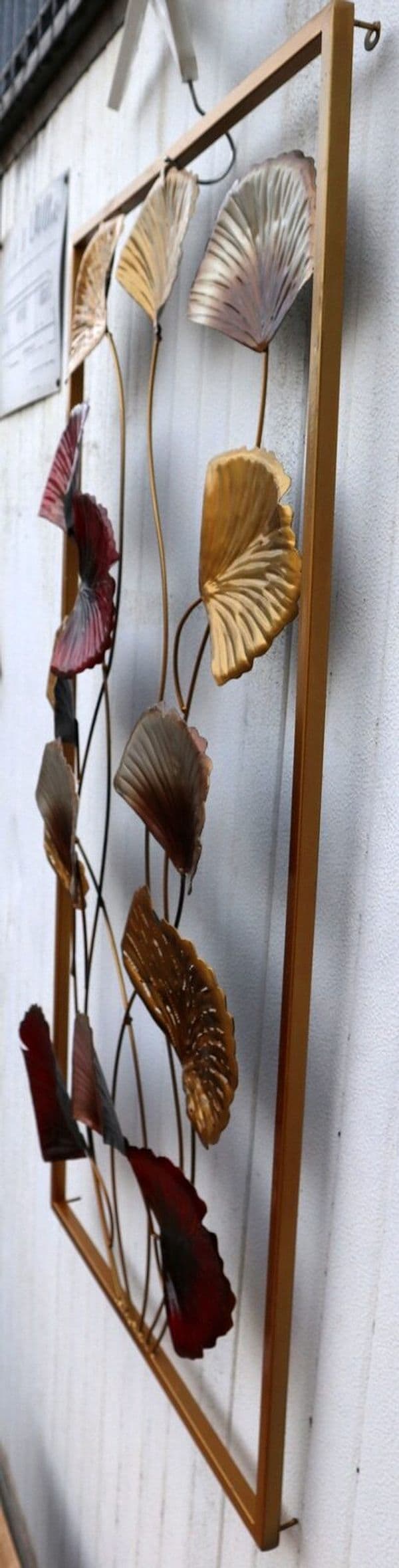 Pannello  in metallo floreale con papaveri stilizzati creato e colorato mano cm 100x50x3 dipinte realizzate artigianalmente - 7