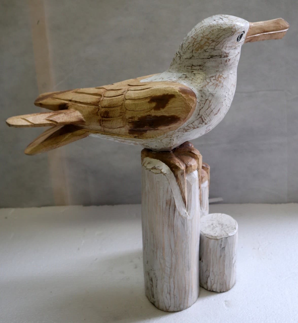 Scultura di Gabbiano in legno da cm 22x17x51 gabbiano dipinto - 3