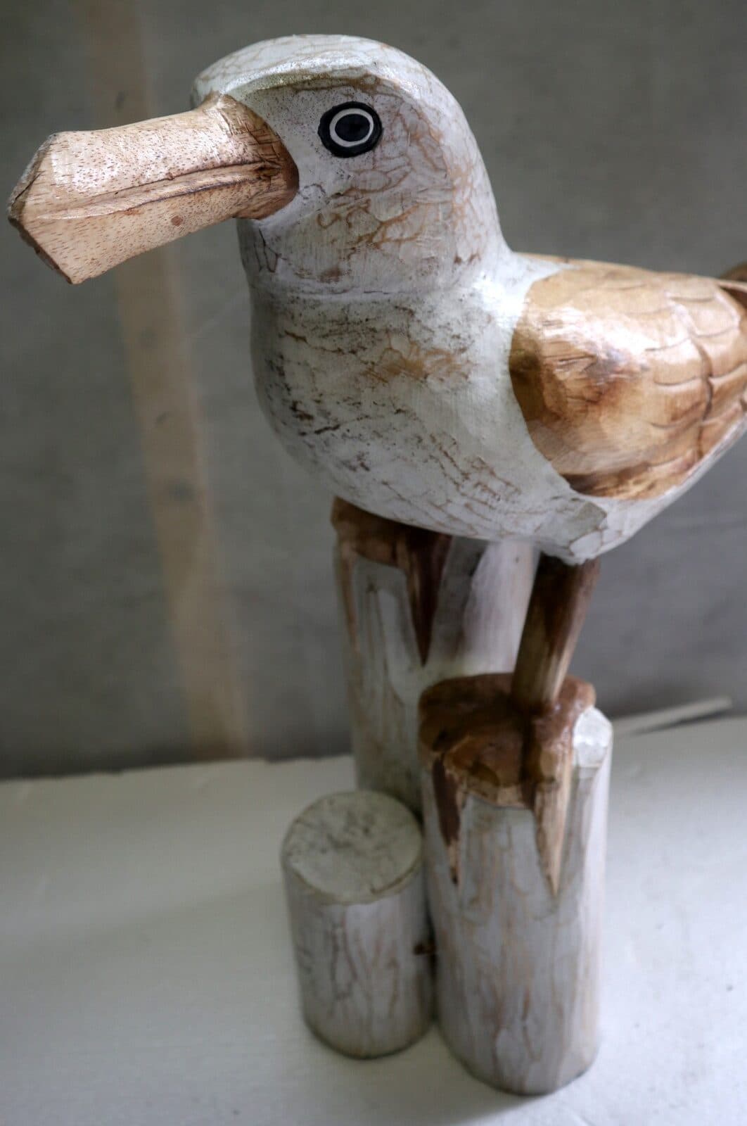 Scultura di Gabbiano in legno da cm 22x17x51 gabbiano dipinto - 6