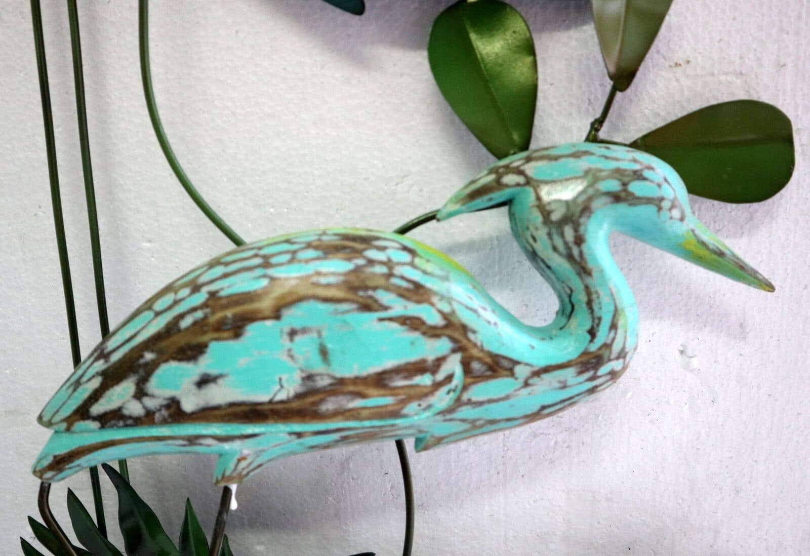 Pannello  in metallo con fenicottero in legno creato e colorato mano cm 35x10x82 dipinto realizzate artigianale - 4