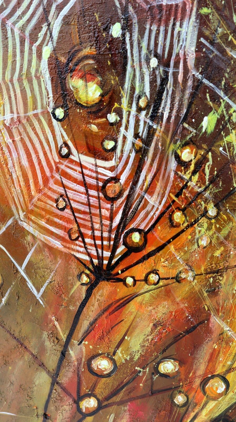 Quadro dipinto floreale astratto oro  cm 150x70  moderno tela pannello - 5