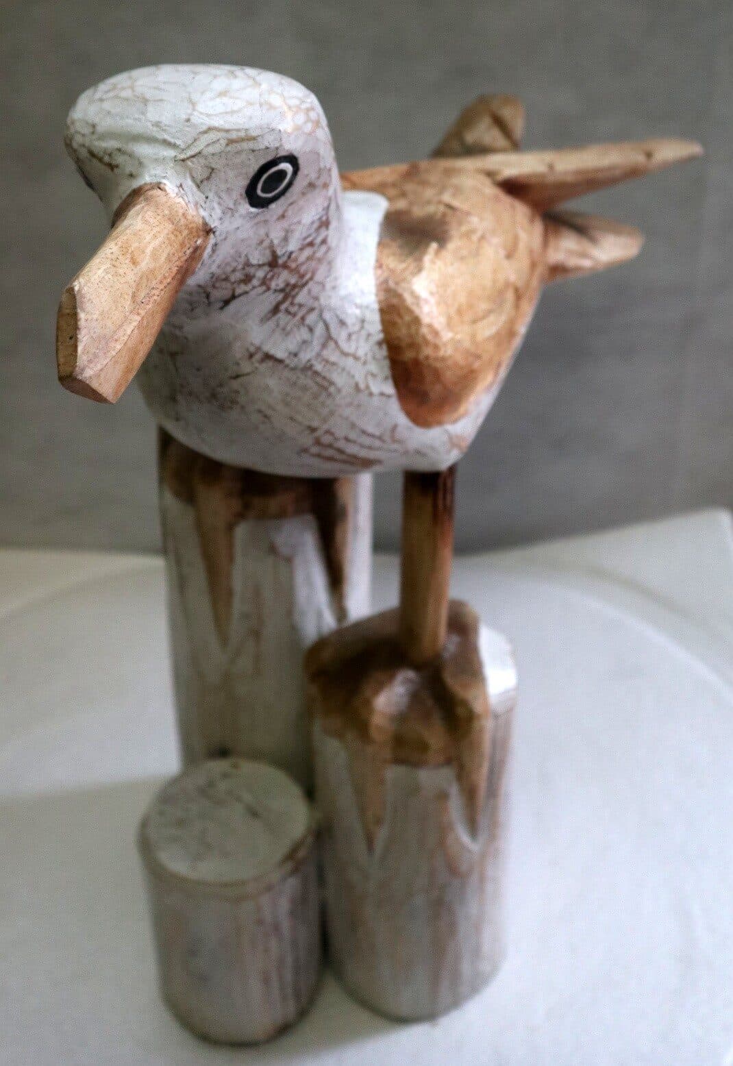 Scultura di Gabbiano in legno da cm 48x20x40 gabbiano dipinto medio - 3