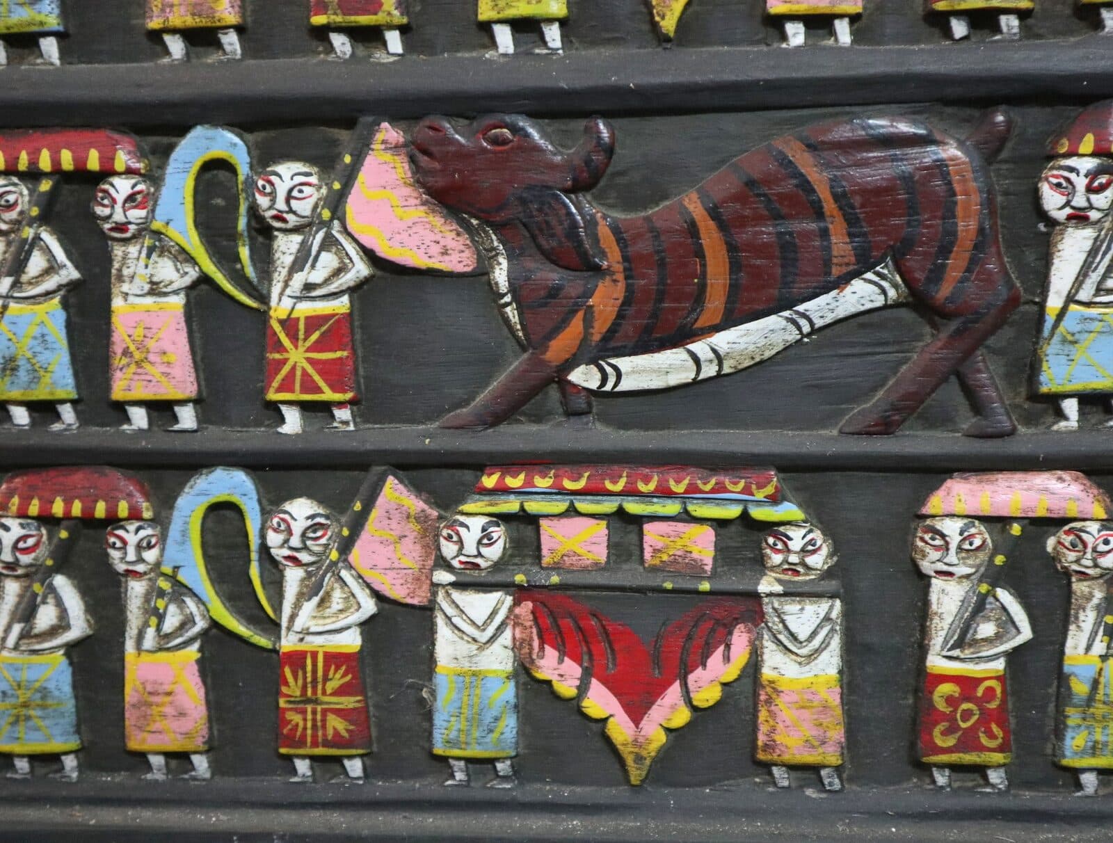 Pannello in legno intagliato e dipinto a mano – Bali, Indonesia - 10