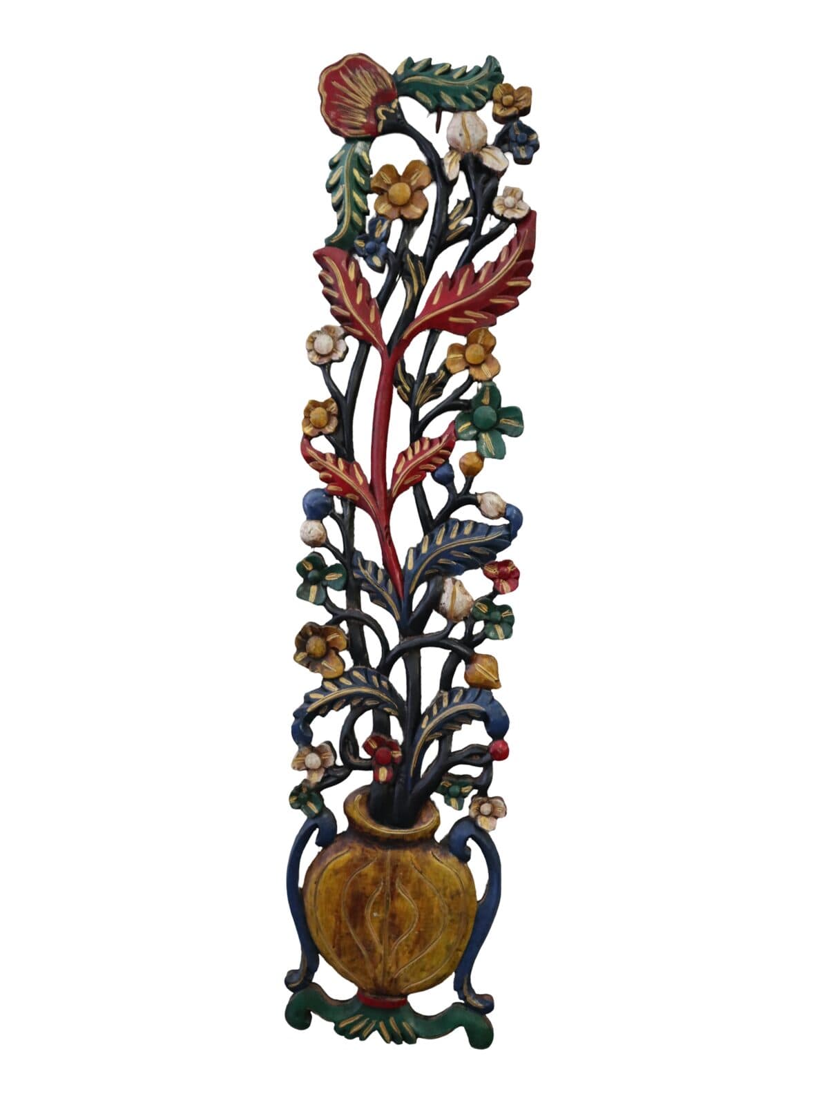 Albero della Vita in Legno Intagliato e Dipinto a Mano – Scultura Murale Artigianale Indonesiana 100 cm - 3