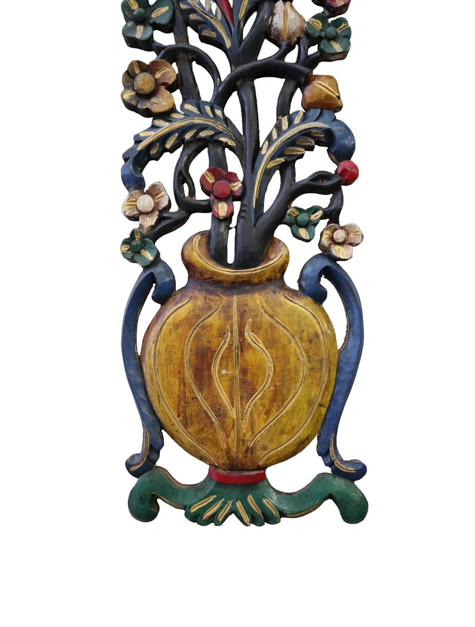 Albero della Vita in Legno Intagliato e Dipinto a Mano – Scultura Murale Artigianale Indonesiana 100 cm - 4