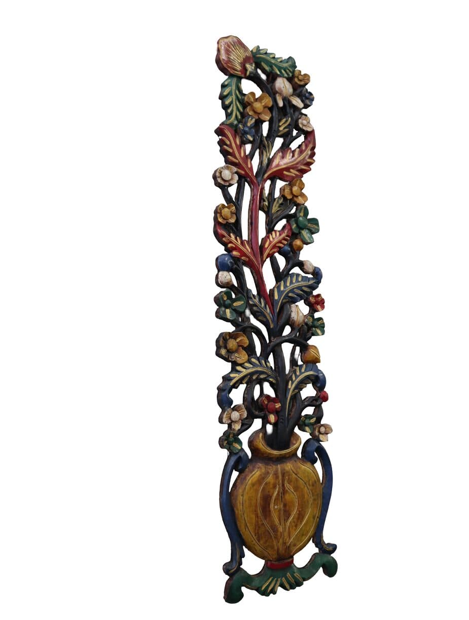 Albero della Vita in Legno Intagliato e Dipinto a Mano – Scultura Murale Artigianale Indonesiana 100 cm - 6